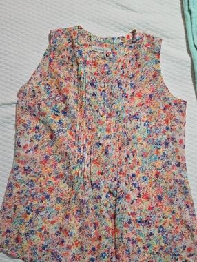 Liz Claiborne Colorful Floral Button-Down Blouse